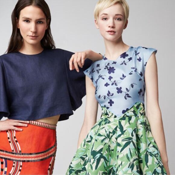 Elle Sasson Holly Colorblock Botanical Floral Silk Cap-Sleeve Dress Size Size 4 - Picture 3 of 16